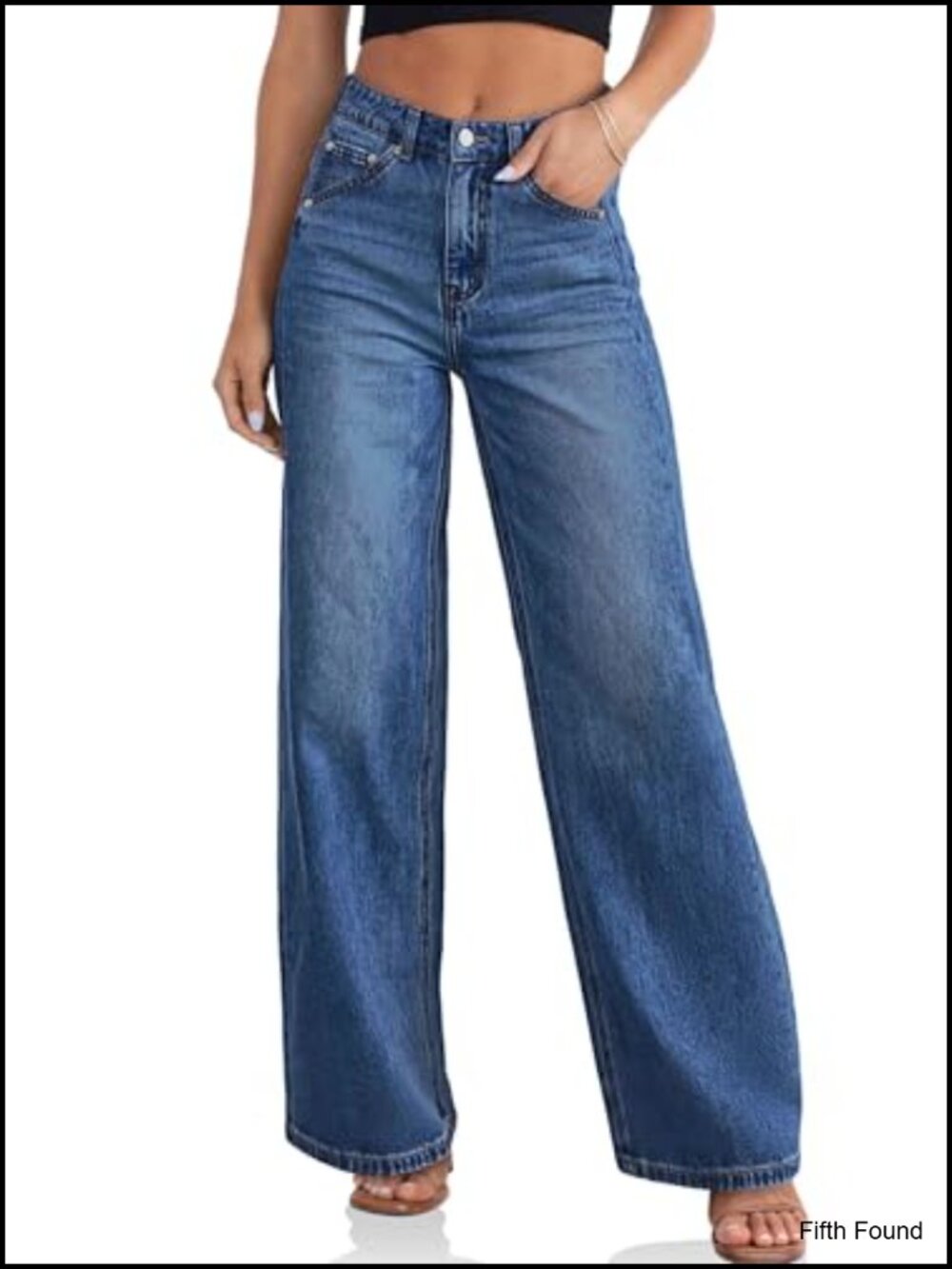 Women's High Waisted Wide Leg Boyfriend Jeans Cotton Denim Loose Baggy Pants